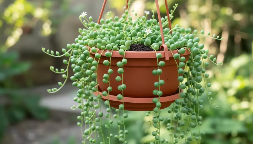 String of Pearls succulent hanging down like a green chain